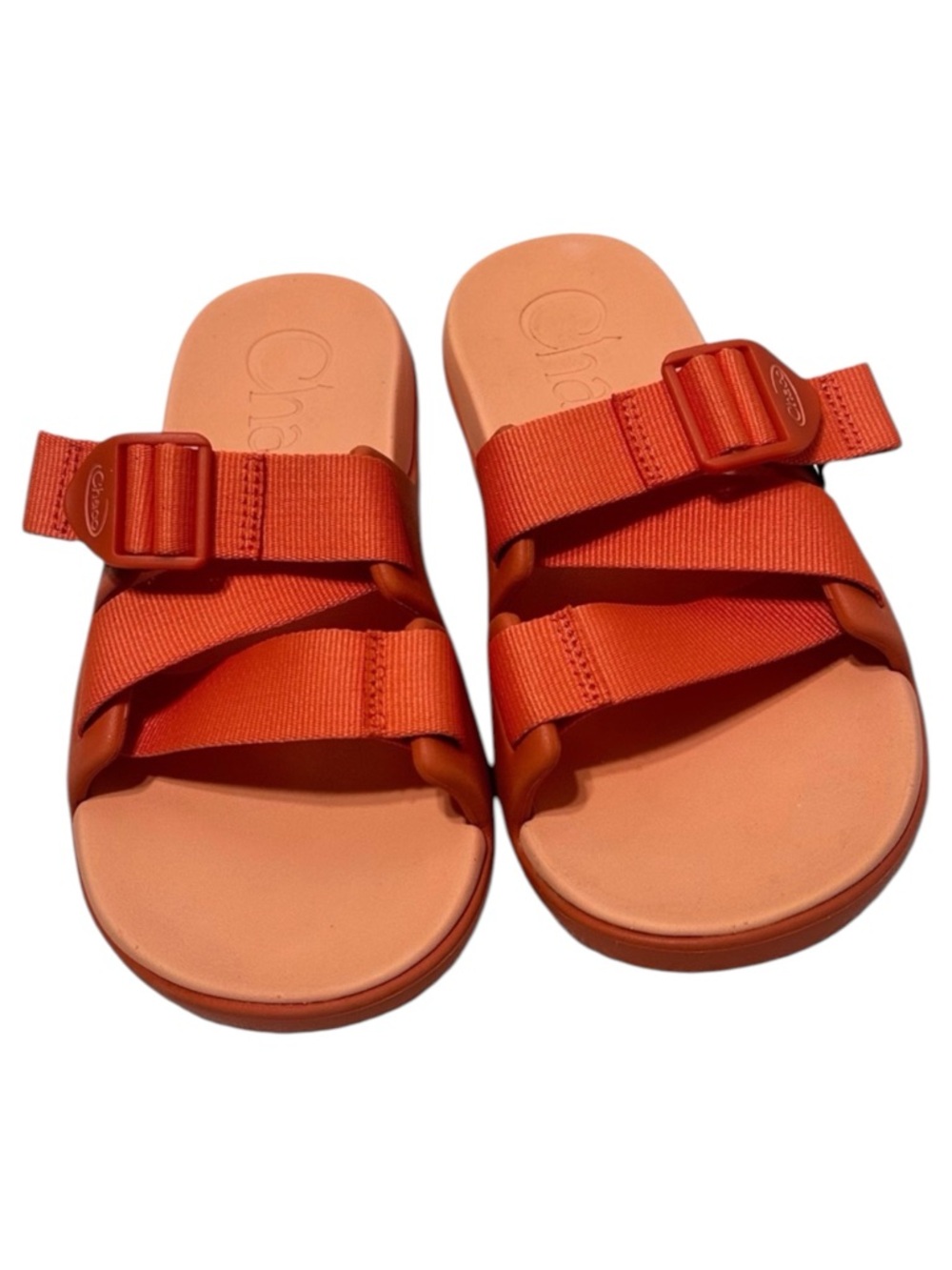 Chaco Chillos Tiger Orange/Coral Lightweight Vegan EVA Sport Slide Sandals SZ 6